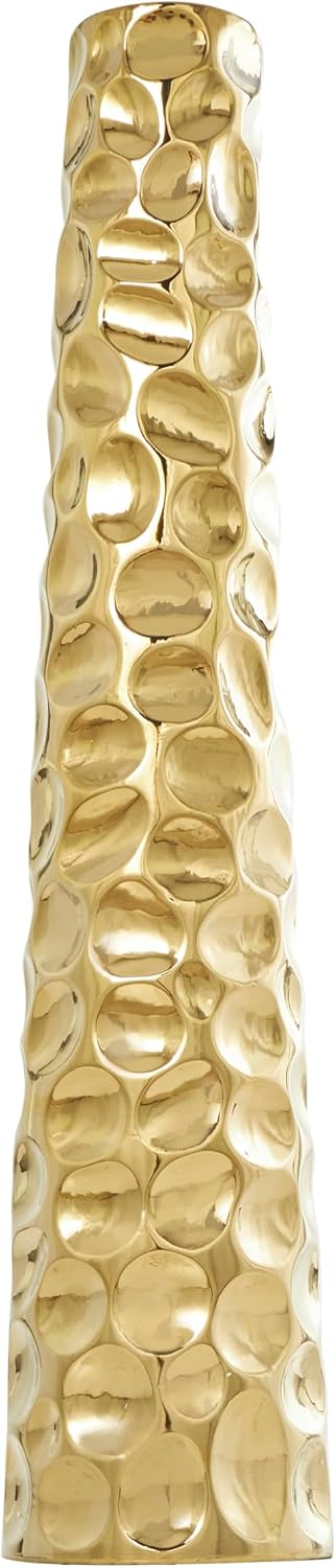 Deco 79 Ceramic Geometric Decorative Vase Bubble Centerpiece Vase with Concaved Circles, Flower Vase for Home Decoration 8' x 8' x 39', Gold