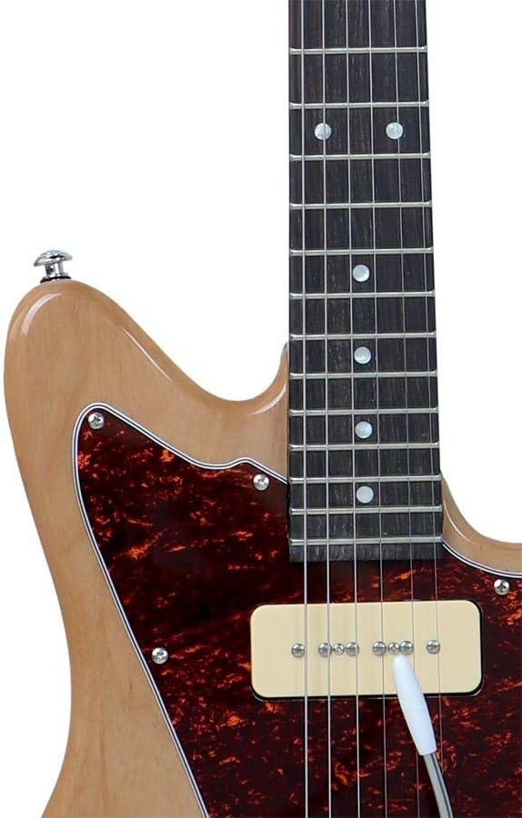 Monoprice Indio Series, 6-String Offset DLX Plus Alder Electric Guitar - Right Handed, With Gig Bag, Alder Body, Natural, OS40