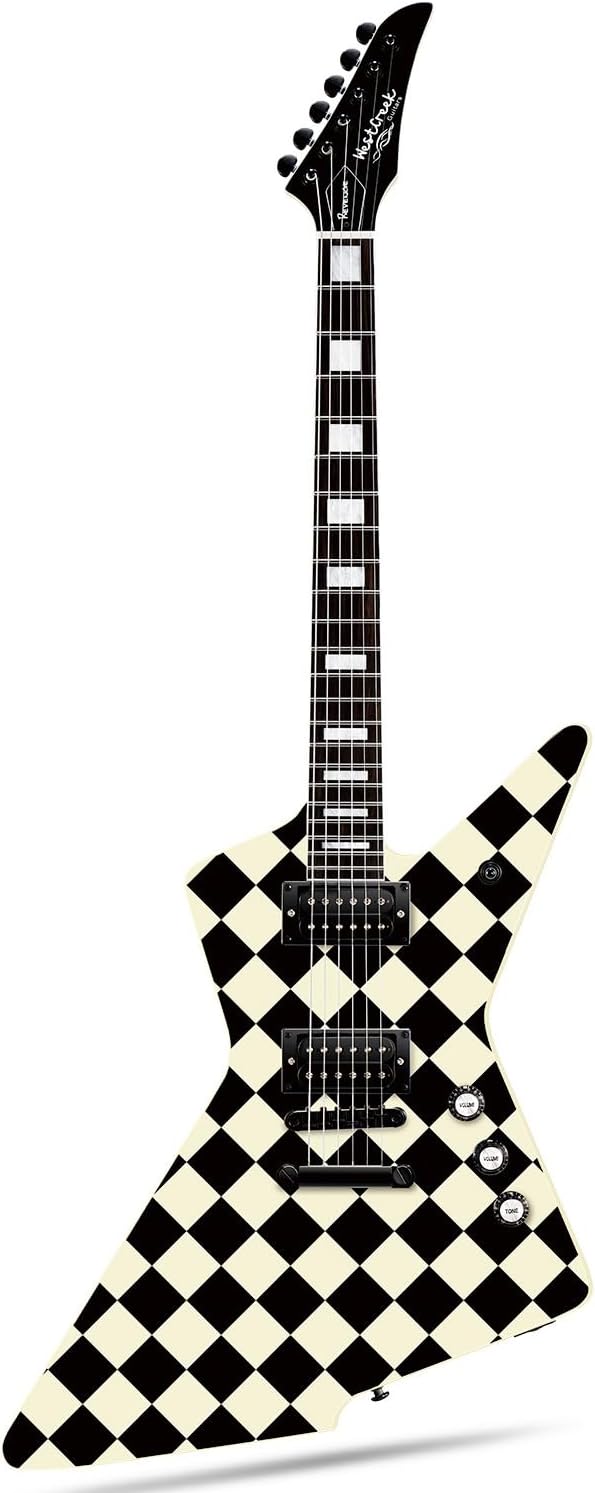 WestCreek Revenge Solid Body Electric Guitar, Heavy Metal Guitar, Right Handed, Heavy Metal Pickups, Rounded End Jumbo Frets, Bone nut, Rosewood Fretboard, Mahogany Body (Checker)