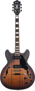 GROTE Electric Guitar Semi-Hollow Body Guitar matte finished P90 Pickups (Vintage Sunburst)