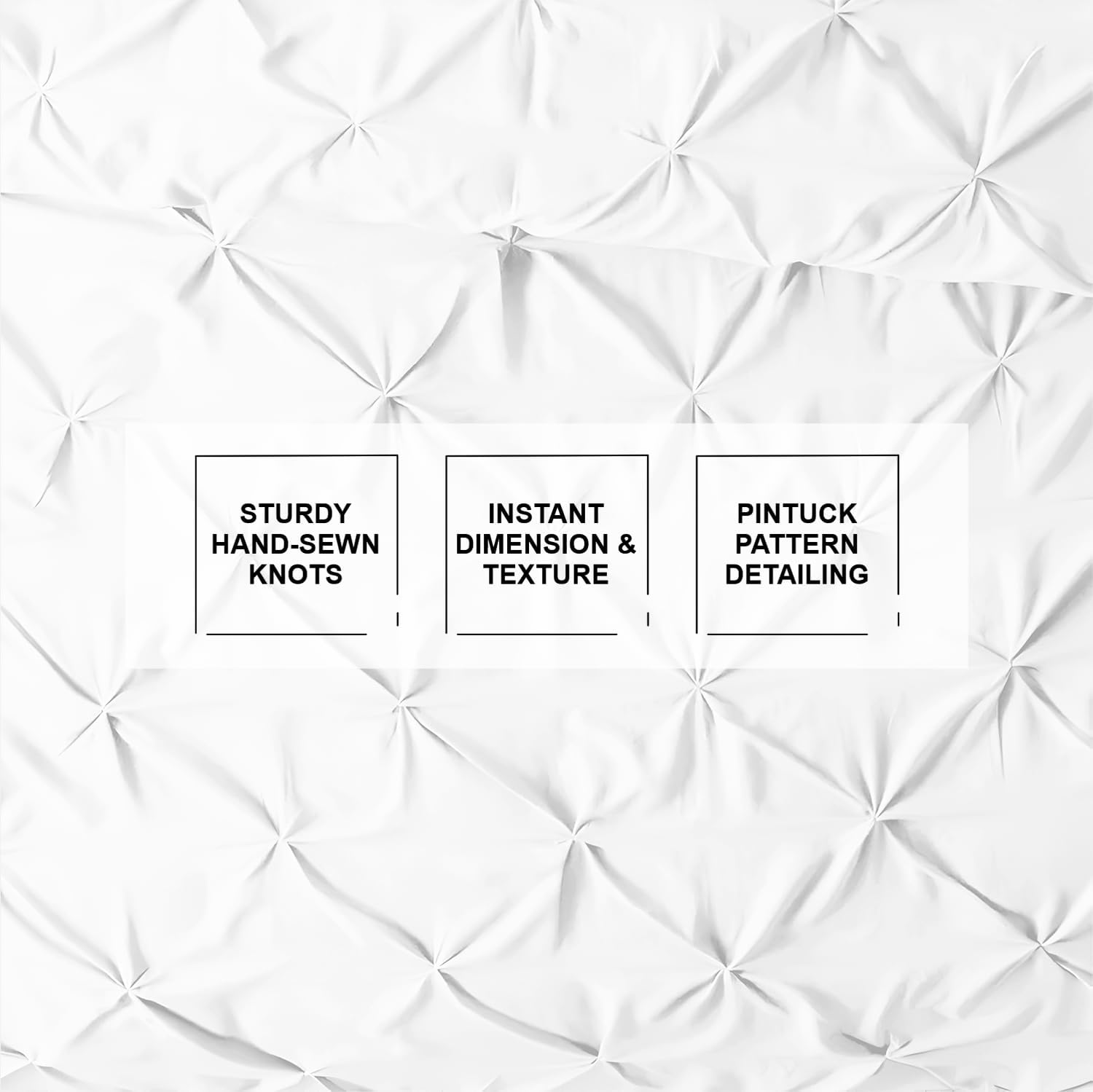 Kotton Culture Custom Pinch Pleated - Pintuck Duvet Cover - 100% Egyptian Cotton 600 Thread Count Decorative Customize Comforter Cover(Desired Dimensions) - Zipper Closure & 7 Internal Ties - White