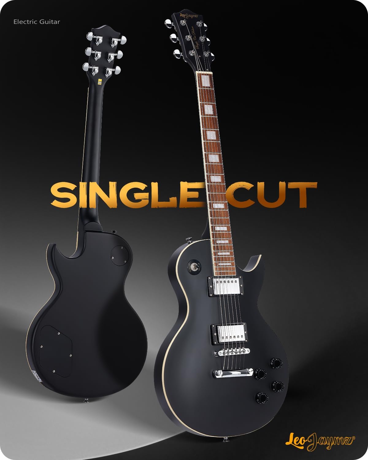 Leo Jaymz SC Series Electric Guitar – Mahogany Body, Laurel Fingerboard, Dual Humbuckers, Tune-O-Matic Bridge, C Neck, 18:1 Tuners (Matt Black X)