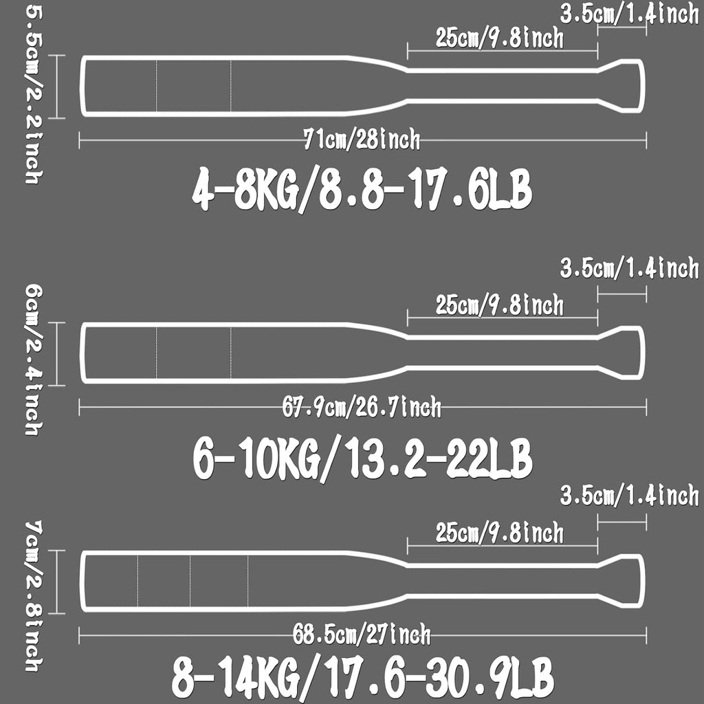 Adjustable Training Steel Indian Clubs Macebell 8.8Lb-17.6Lb, 13.2Lb-22Lb, 17.6Lb-30.9Lb, Cross Training Equipment for Muscle Building Aerobic Fitness, Men Women Weightlifting,8_14KG