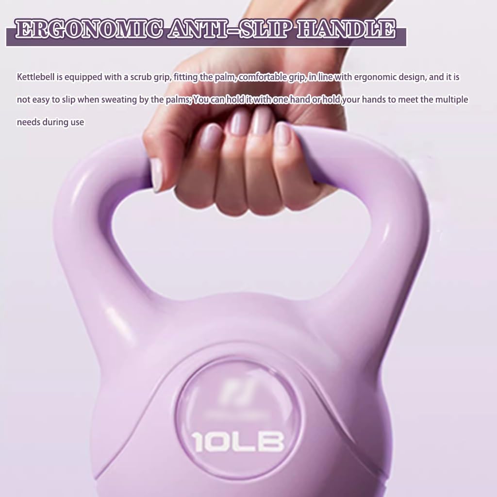 Kettle Bells Weight Home Fitness Kettlebell for Women, Gym Body Shaping Dumbbell, Strength Training Equipment, Does Not Damage The Floor(Purple-15lb)