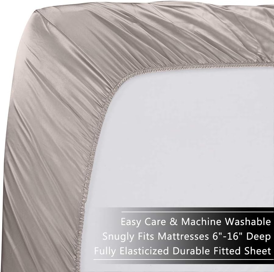 Orose Silk Fitted Bottom Sheet-100% Natural Mulberry Silk,Hypoallergenic,19 Momme,Seamless,Deep Pocket(16'),1pc (Grey, Full)