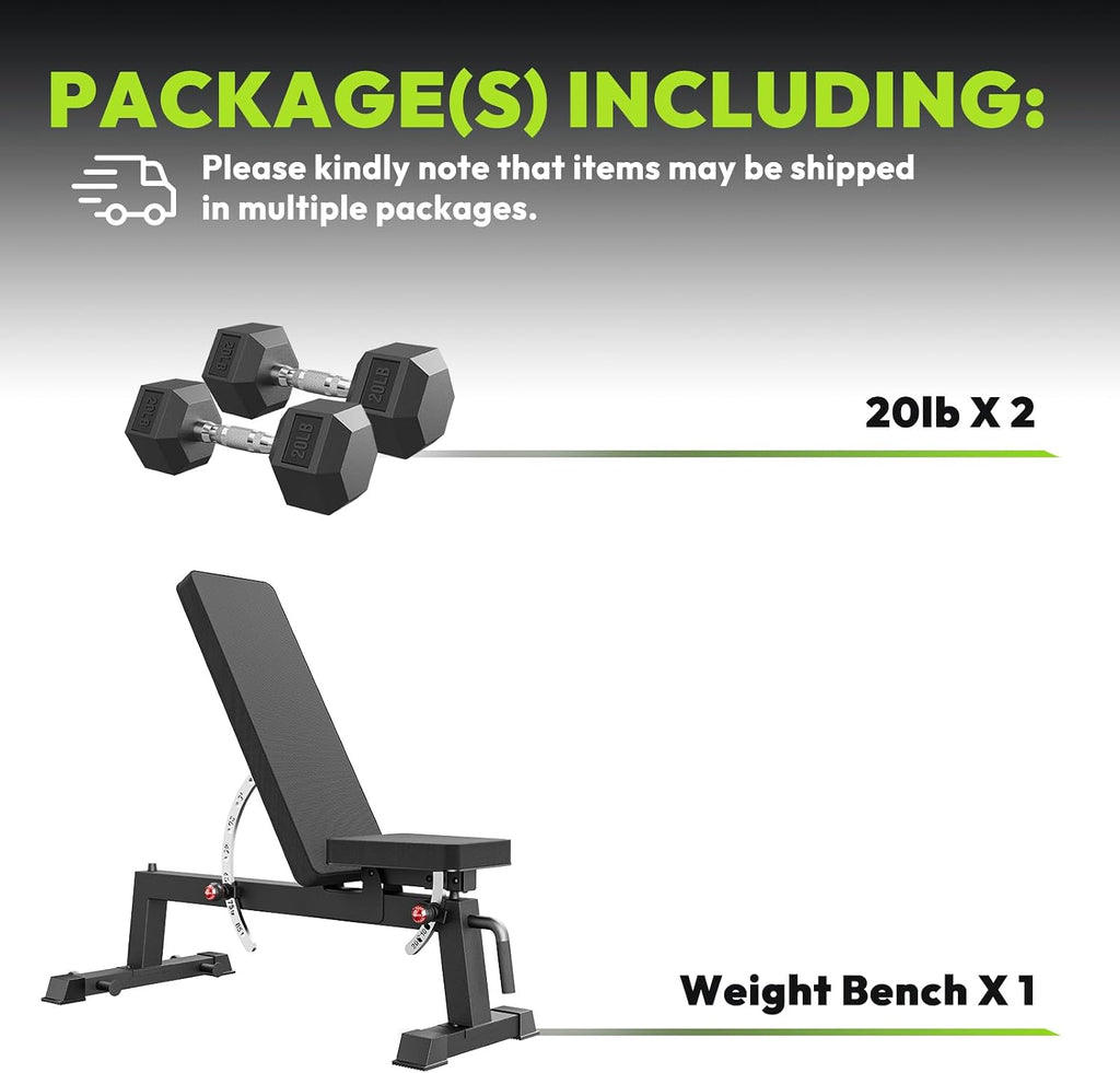 HANDBODE Adjustable Weight Bench for Full Body Workout, 1300 LBS Weight Capacity Bench Press Bench of Home Gym Strength Training, Incline Upright Flat Utility Workout Bench with Fast Adjustment