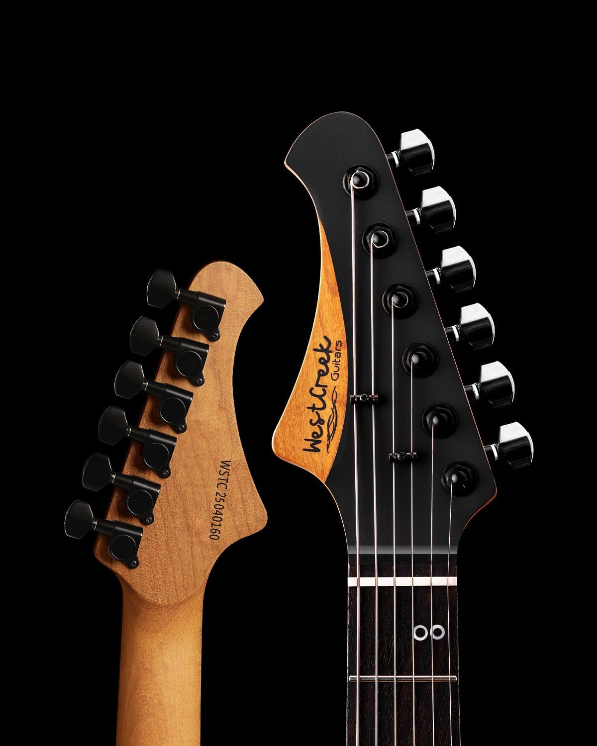 WestCreek Helyx Electric Guitar, Mahogany Body, Stainless Steel Frets, Roasted Maple Neck, Rosewood Fretboard, Bone Nut, 24 Frets (Matte Black)