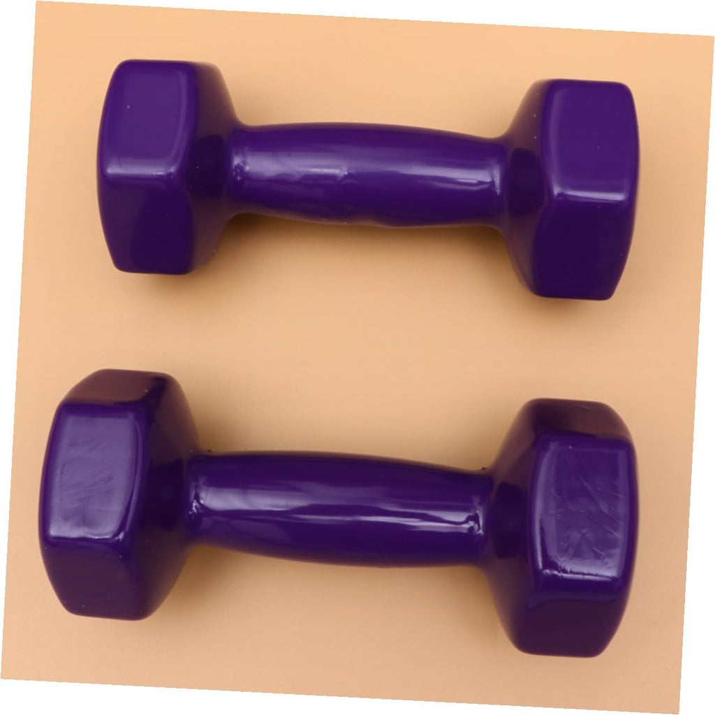 2PCS Plastic Dipped Cast Iron Dumbbells Each Non-slip Hand Weights for Women and Men Unisex Fitness Equipment Gym Training Muscle Strengthening Purple