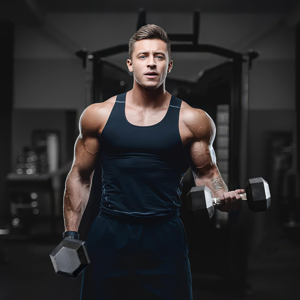5-50 lbs Hex Dumbbell Weight Set With Rack for Home Outdoor Gyms 6-10 Pair Rubber Exercise & Fitness Nonslip Handle Dumbbells and Storage Rack Hold 350/450/550 Pounds