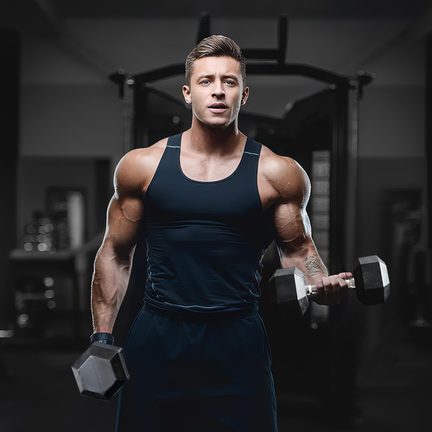 5-50 lbs Hex Dumbbell Weight Set With Rack for Home Outdoor Gyms 6-10 Pair Rubber Exercise & Fitness Nonslip Handle Dumbbells and Storage Rack Hold 350/450/550 Pounds