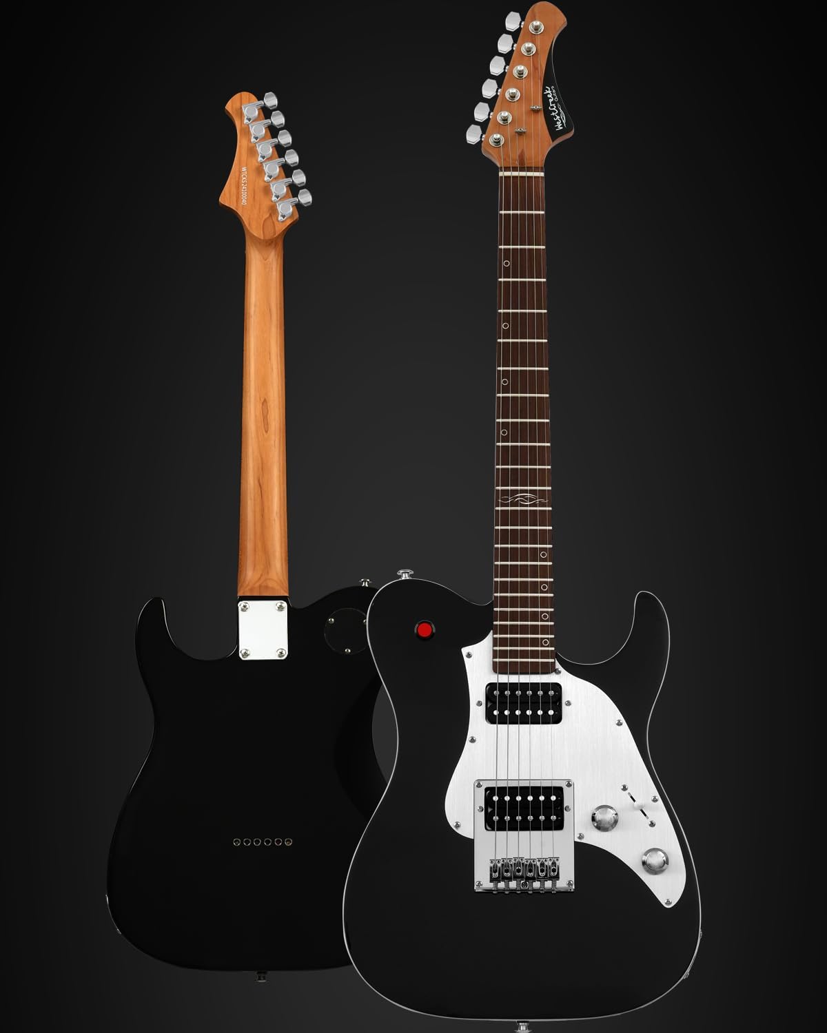 WestCreek TT-50KS Solid Body Electric Guitar, Mahogany Body, Maple Neck, Rosewood Fretboard, Rounded End Frets, Bone Nut, 22 Frets (Black)