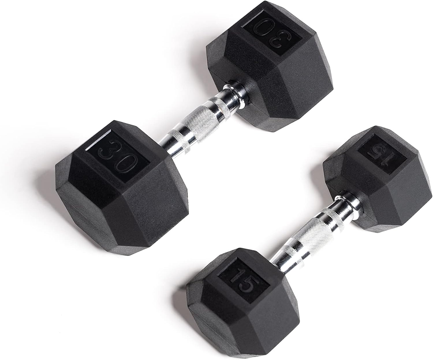 Zeus Fitness Rubber Encased Hex Dumbbells - Sold In a Set 5-50 lbs - Women and Men dumbbell -Strength Equipment