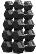 Rubber Encased Hex Dumbbell, Hand Weights with Anti-Slip Cast Iron Grip for Exercise & Fitness, Weights Dumbbells Set of 2 for Strength Training