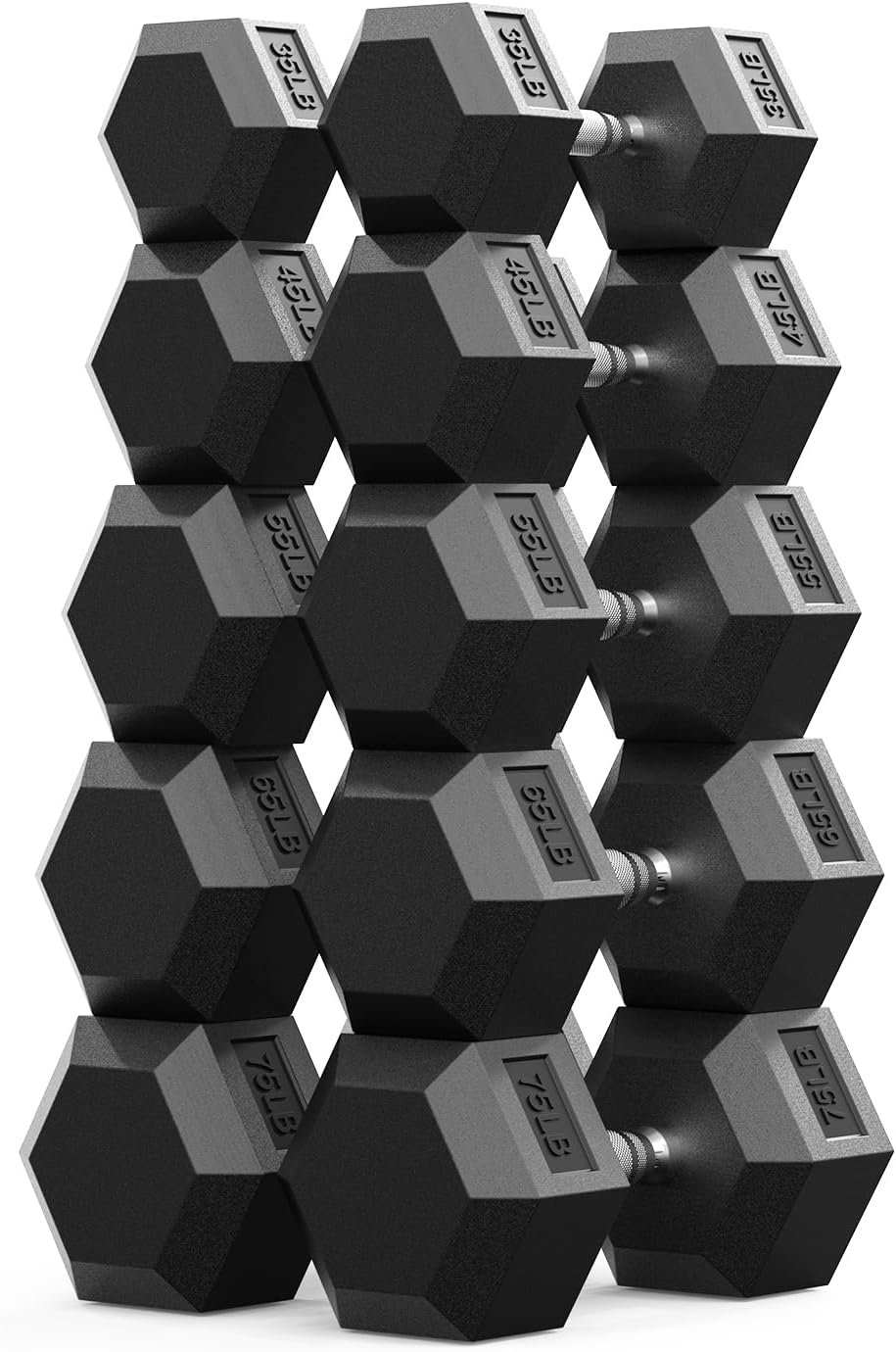 Rubber Encased Hex Dumbbell, Hand Weights with Anti-Slip Cast Iron Grip for Exercise & Fitness, Weights Dumbbells Set of 2 for Strength Training