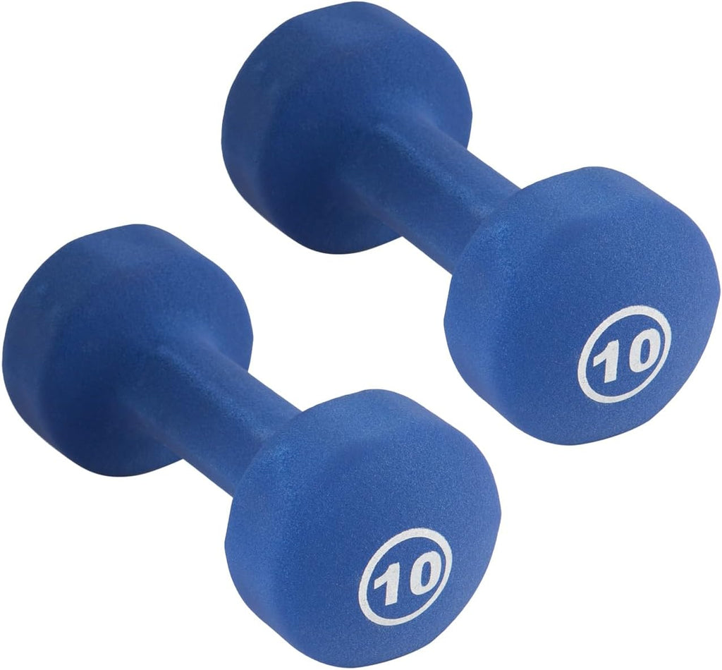 Neoprene Coated Fitbell Dumbbell (1LB to 10LB Pack of 1, 2, 4) | Dumbbell Set for Women & Men Durable Anti-Roll Anti-Slip Colour Blue | Ideal for Arm Rows Squats Chest Presses Bicep Curls