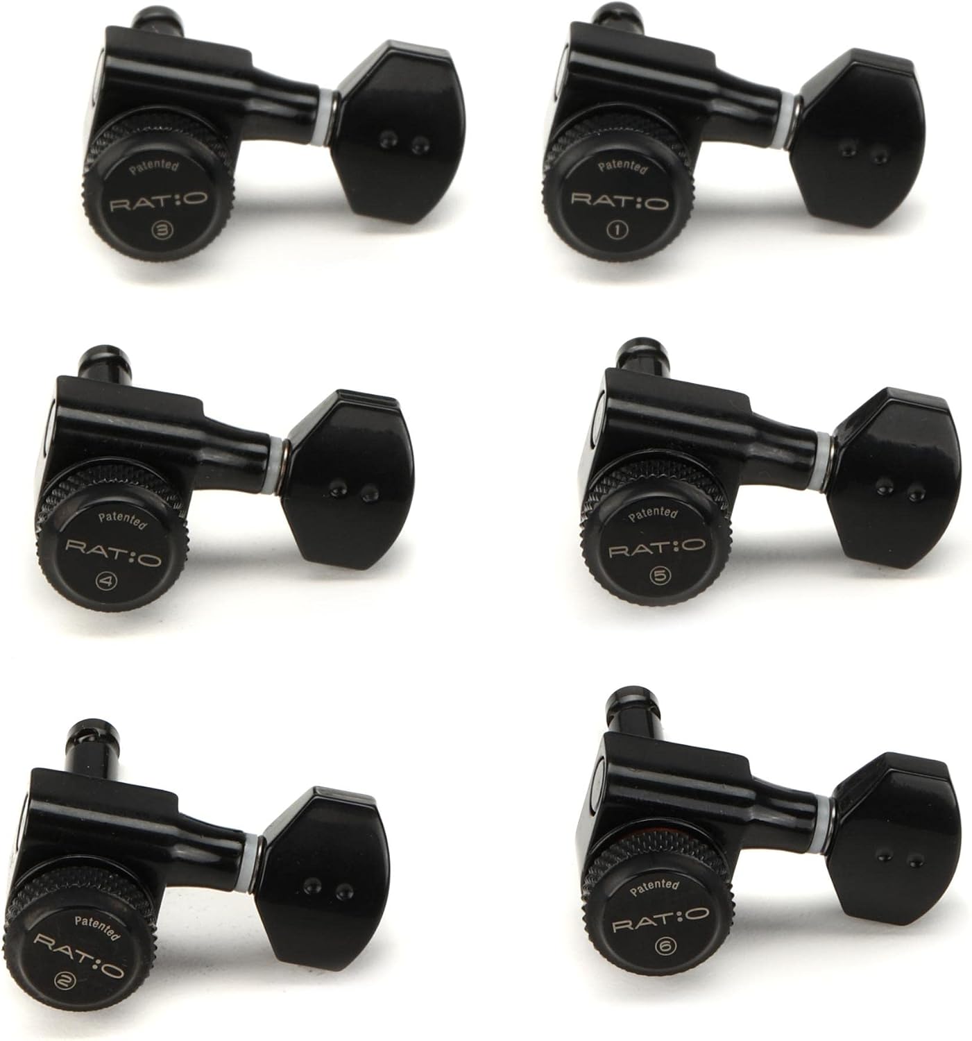 Graph Tech PRL-8721-B0 Ratio 6 In-Line Electric Guitar Locking Machine Heads - Mini Contemporary Style/Black Finish