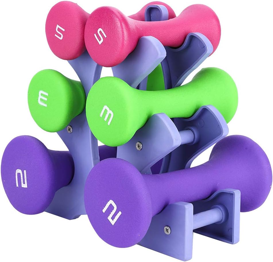 GOTOTOP 24Kg Dumbbell Set Dumbbells, 20lb Hand Fitness Weights Set Home Gym Exercise Weights Weight Lifting Dumbbell Set Fitness Weights with Holder Rack, 2lb 3lb 5lb Pair Set Active Shorts