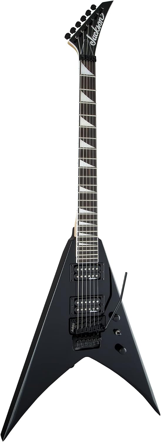 Jackson King V JS32 Electric Guitar - Gloss Black Bundle with Cable, Tuner, Strap, Picks, and Austin Bazaar Instructional DVD