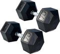 Gronk Fitness Rubber Hex Dumbbell Pairs | 5lbs - 70lbs | Workout Equipment for Men and Women | Rubber Coated Cast Iron with Ergonomic Chrome Plated Handles