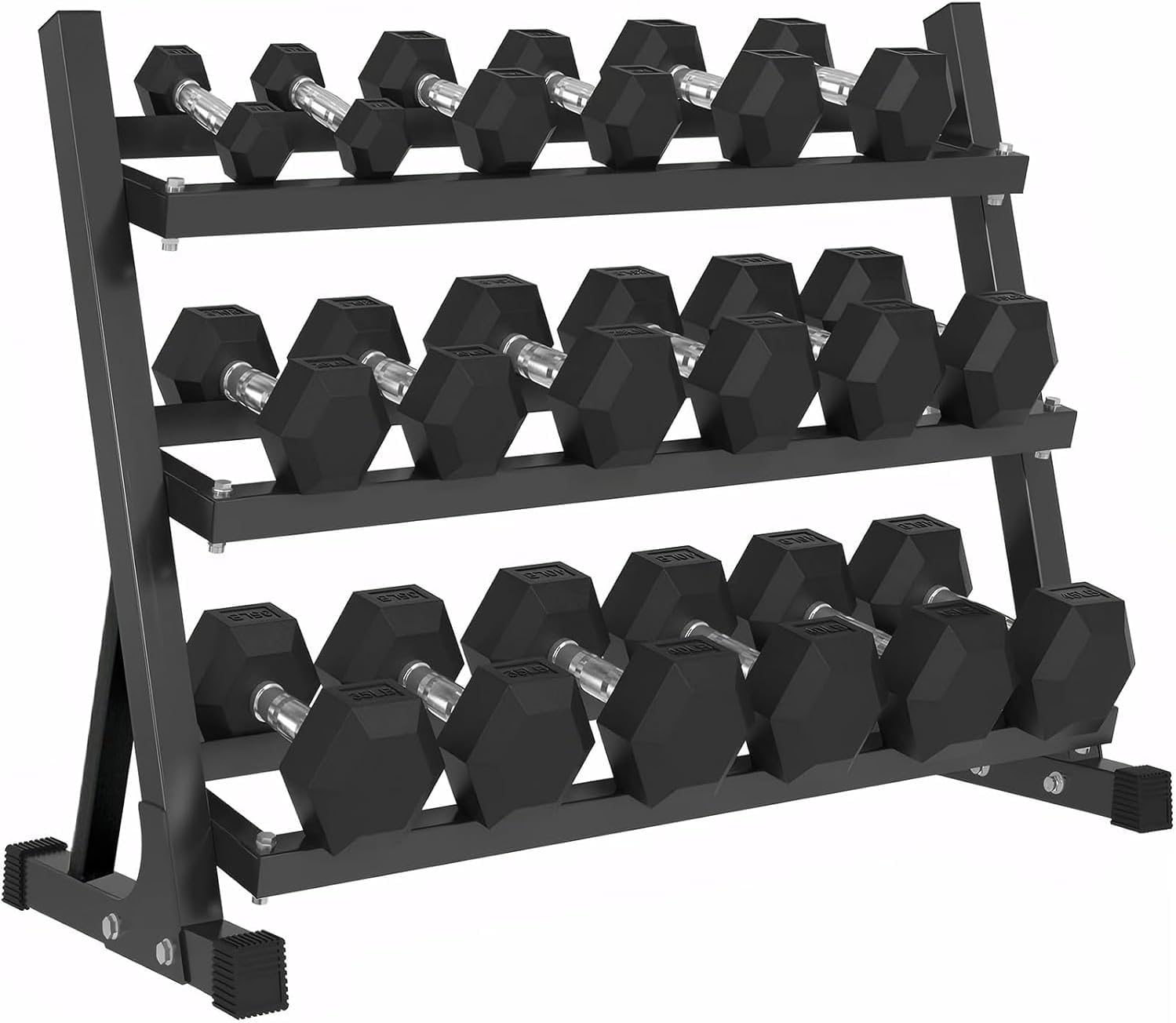 Ritafer Hex Weight Dumbbell Set with Rack -350lbs/450lbs/550lbs Hand Weights for Strength Training (10-50 lbs) Rubber Iron Coated Dumbbells, Exercise & Fitness Equipment for Muscle Strength Training