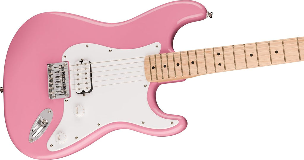 Squire Sonic Stratocaster HT H Electric Guitar, Flash Pink, Maple Fingerboard, White Pickguard