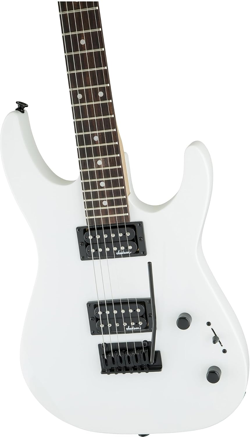 Jackson JS Series Dinky JS11 Electric Guitar - Snow White Bundle with Cable, Tuner, Strap, Picks, and Austin Bazaar Instructional DVD