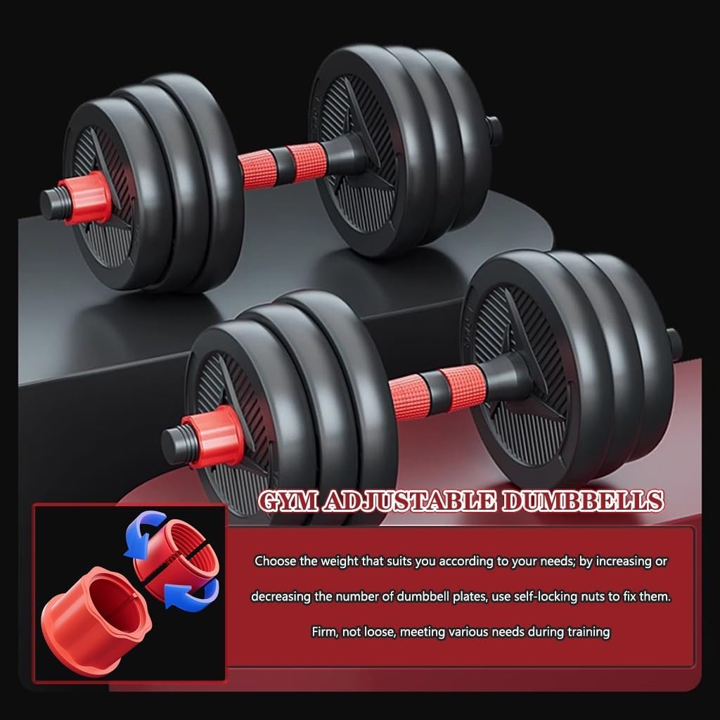 Adjustable Dumbbell Set Gym Dual Use Type Dumbbell/Barbell Set, Home Exercises Adjustable Weight for Beginners, Easy to Operate/Exercise Equipment (Color : Black, Size : 5kg/11lb*2pcs)
