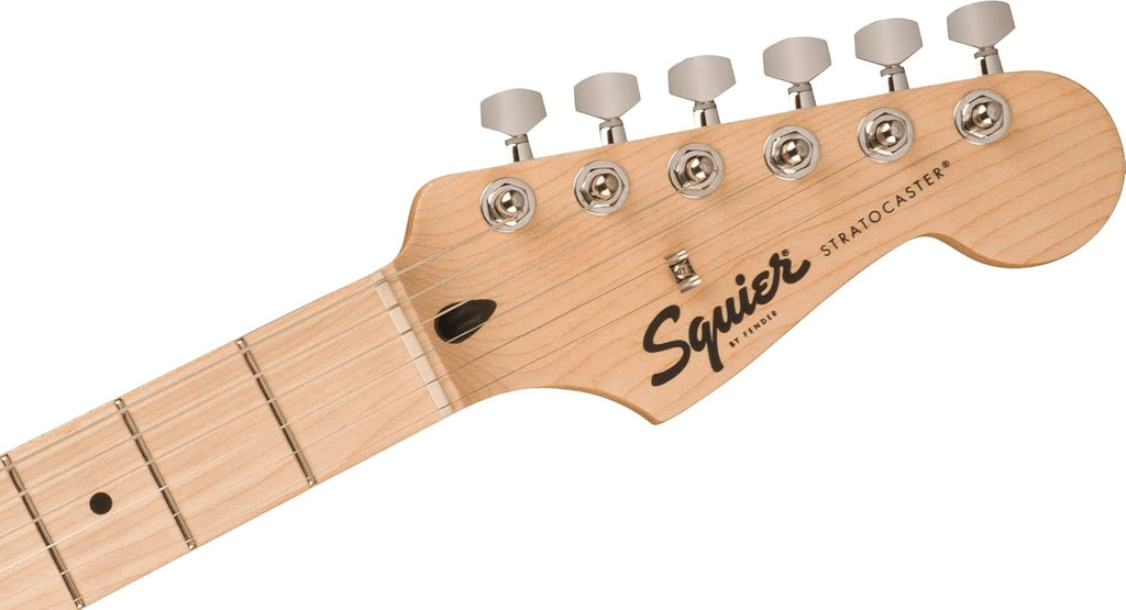Squire Sonic Stratocaster Electric Guitar, Black, Maple Fingerboard, Black Pickguard