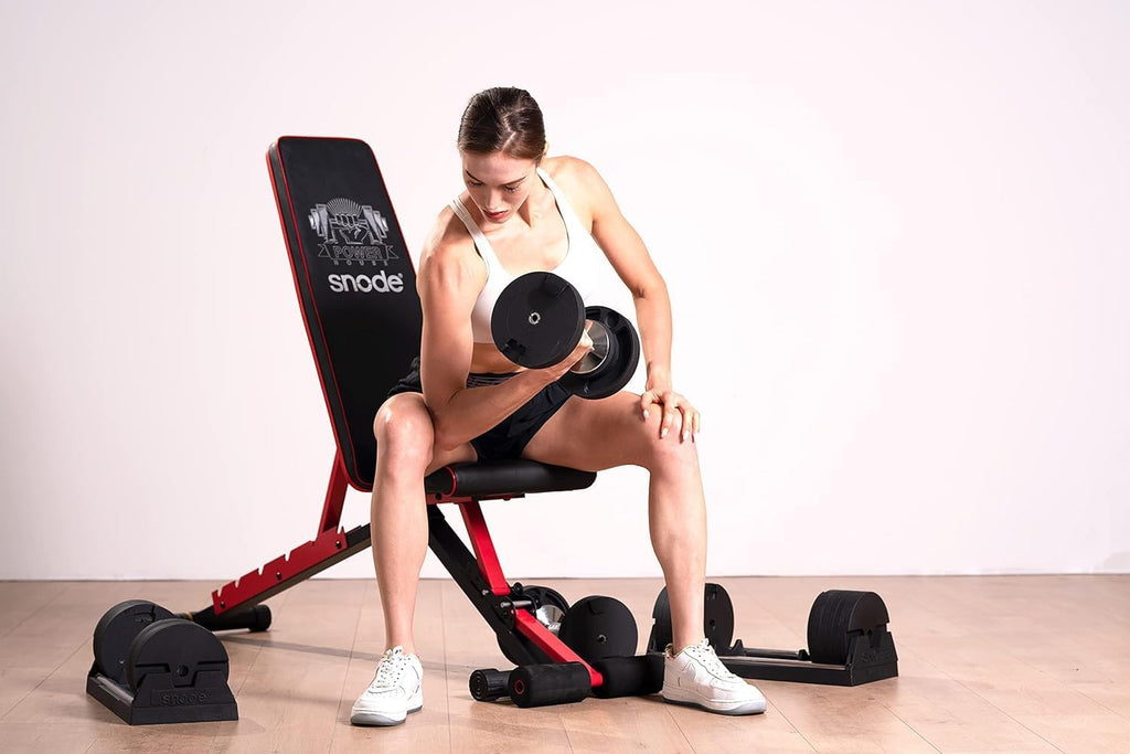 SNODE AD80 Drop Proof 80 lbs Adjustable Dumbbell Set -Adjustable Weights with Cast Iron Plates and Cradle, Knurled Handle, Fast Adjust, Compact Home Gym Equipment for Bench & Press