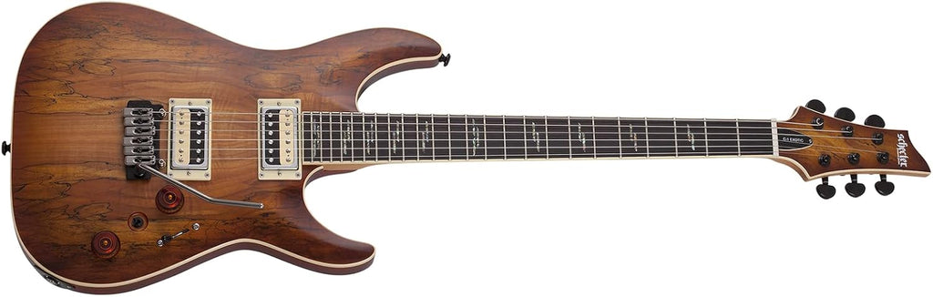 Schecter C-1 Exotic Spalted Maple Electric Guitar - Satin Natural Vintage Burst