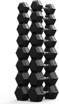 Rubber Encased Hex Dumbbell, Hand Weights with Anti-Slip Cast Iron Grip for Exercise & Fitness, Weights Dumbbells Set of 2 for Strength Training