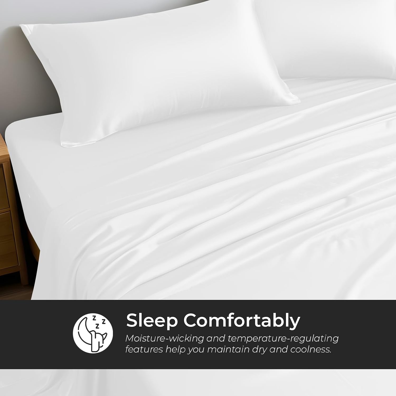Linenwalas Premium 100% Viscose Derived from Bamboo Split King Sheet Set - Ultra Soft, Breathable & Cooling, Ideal for Hot Sleepers, 16' Deep Pocket, Hotel Luxury Bedding (White)