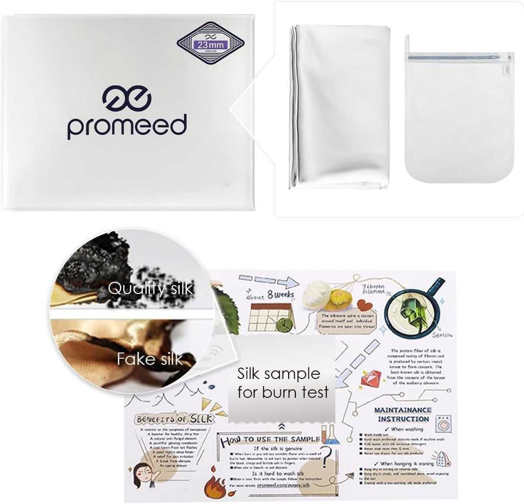 PROMEED 100% Mulberry Silk Duvet Cover Queen Size, Real Grade 6A+ 23 Momme Silk Quilt/Comforter Cover with Zipper and Coner Tie (White, Queen)