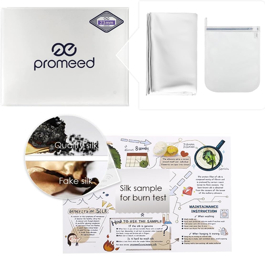 PROMEED 100% Mulberry Silk Duvet Cover Queen Size, Real Grade 6A+ 23 Momme Silk Quilt/Comforter Cover with Zipper and Coner Tie (White, Queen)