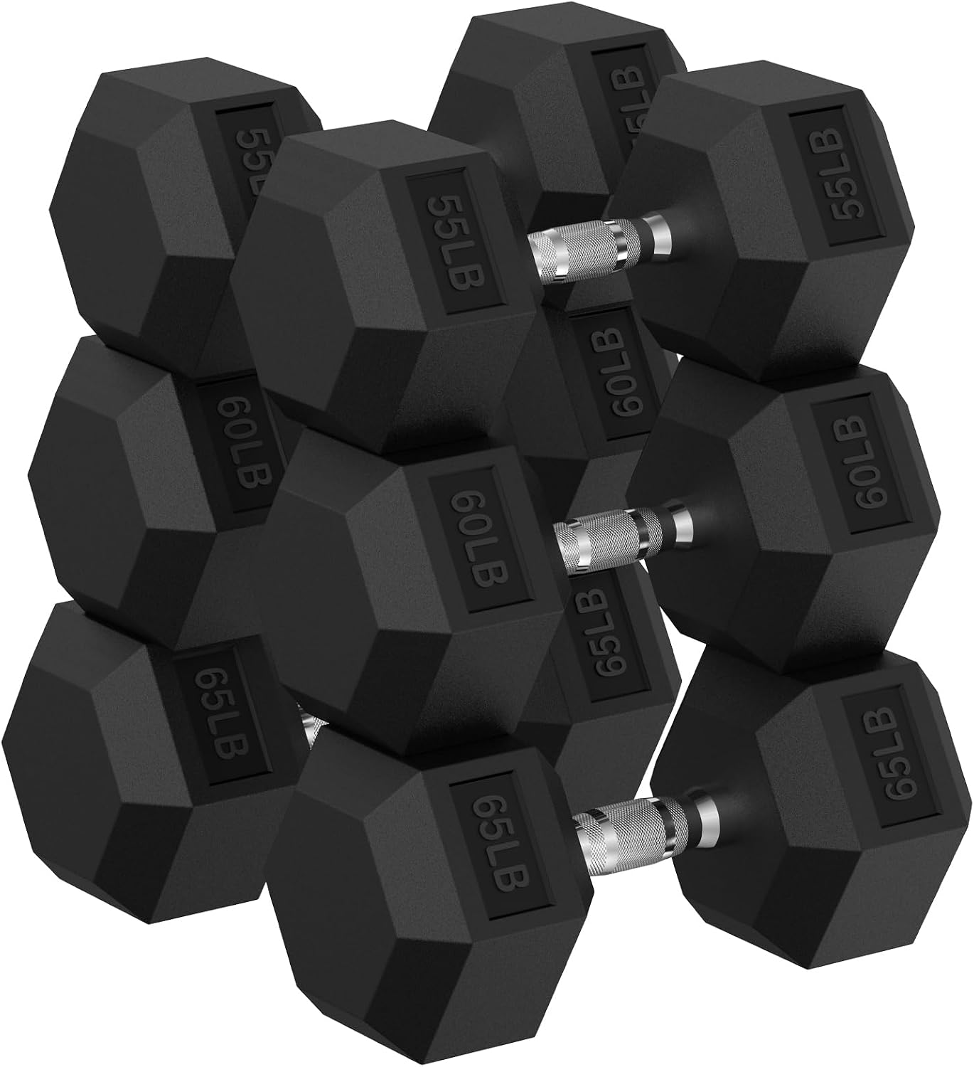 Hex Dumbbell Sets with Rack, 90-640 lb Rubber Encased Exercise & Fitness Dumbbells Set, Hand Weight for Strength Training, Weight Dumbbells