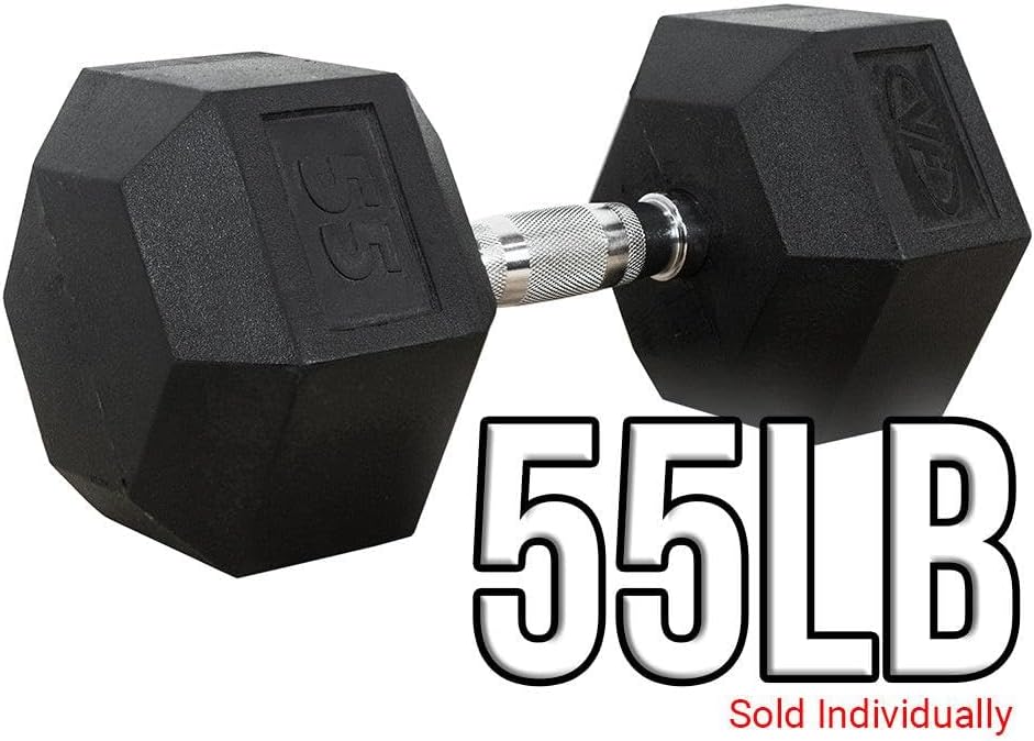 Valor Fitness Rubber Hex Dumbbell Free Weights for Home Gym Workout Equipment for Strength Training
