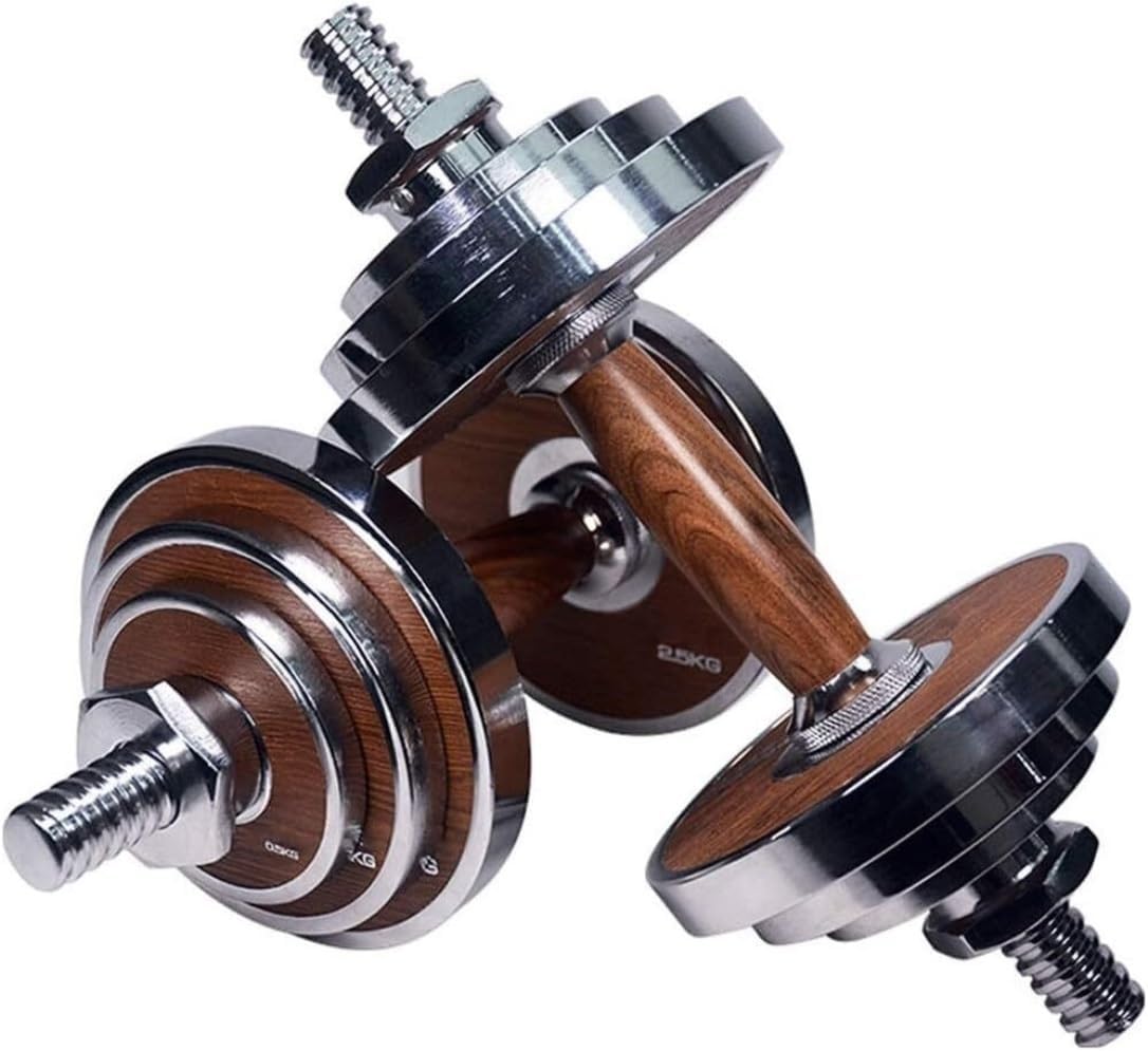 Dumbbell for Home Gym Walnut Steel Dumbbell Men's Home Fitness Equipment Practice Arm Muscles Walnut Handle Fitness Workout Equipment