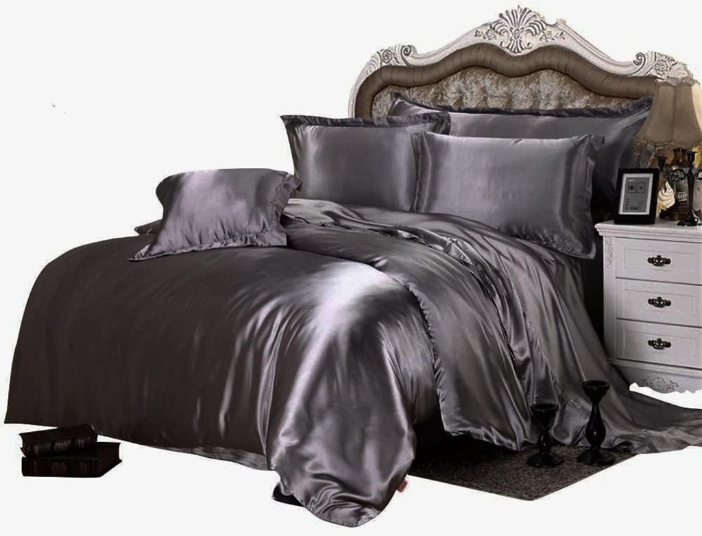 Yarns of Cotton 3 PC All Season Silky Super Soft Comforter Set Luxurious Bedding Set - (1 Comforter, 2 Pillow Cases) King/Dark Grey