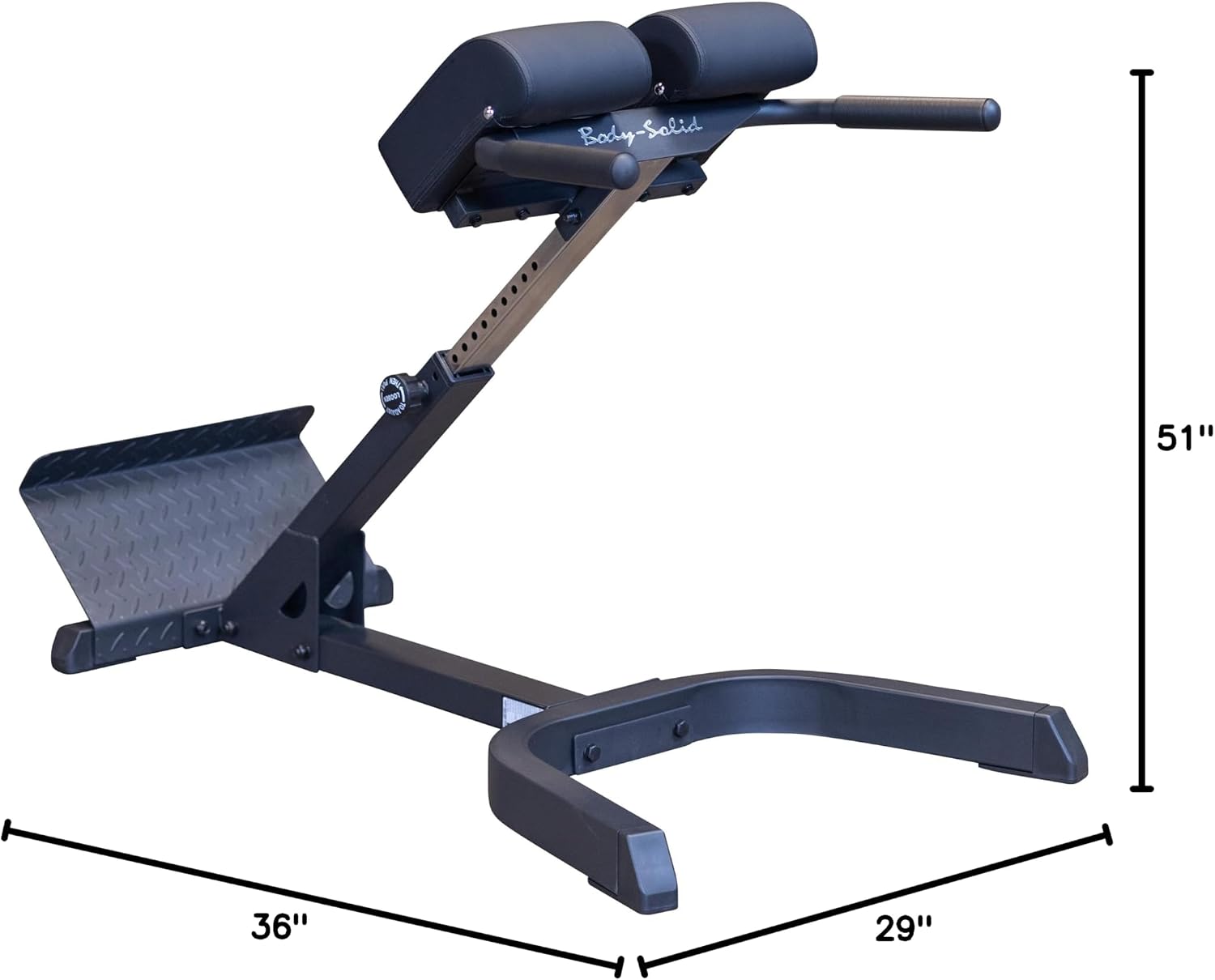 Body-Solid (GHYP345B) 45 Degree Hyperextension Bench - Adjustable Back & Abdominal Exercise Machine with Thick Support Pads for Home and Commercial Gym, Black