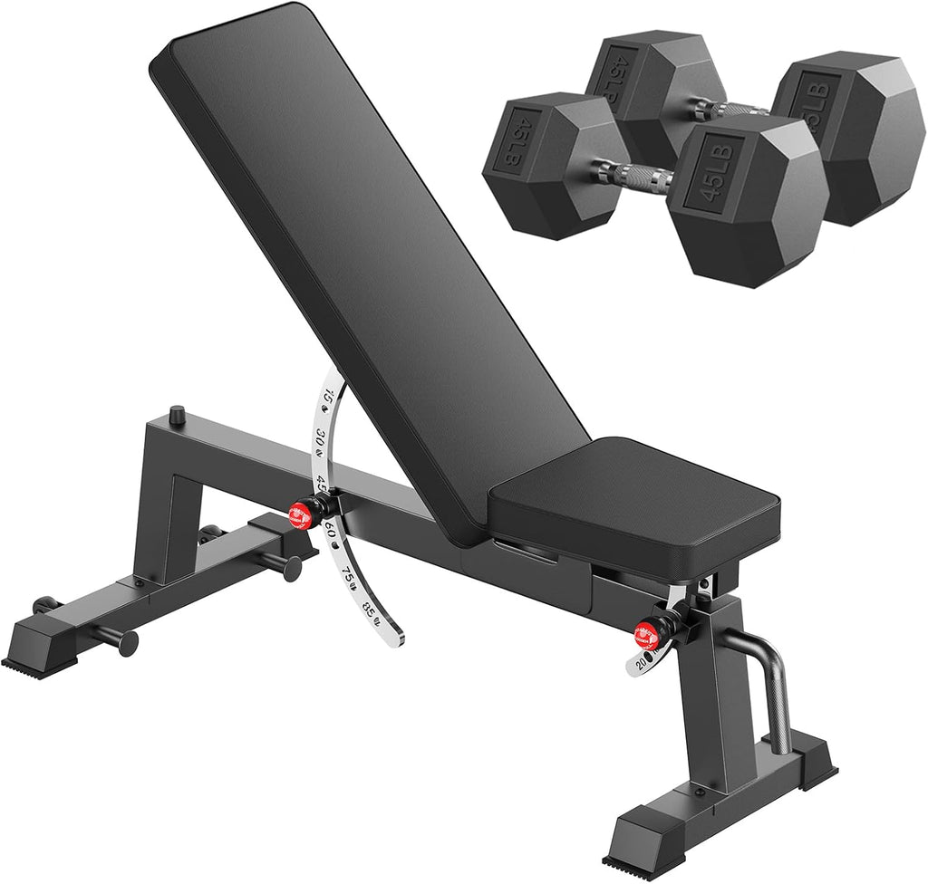 HANDBODE Adjustable Weight Bench for Full Body Workout, 1300 LBS Weight Capacity Bench Press Bench of Home Gym Strength Training, Incline Upright Flat Utility Workout Bench with Fast Adjustment