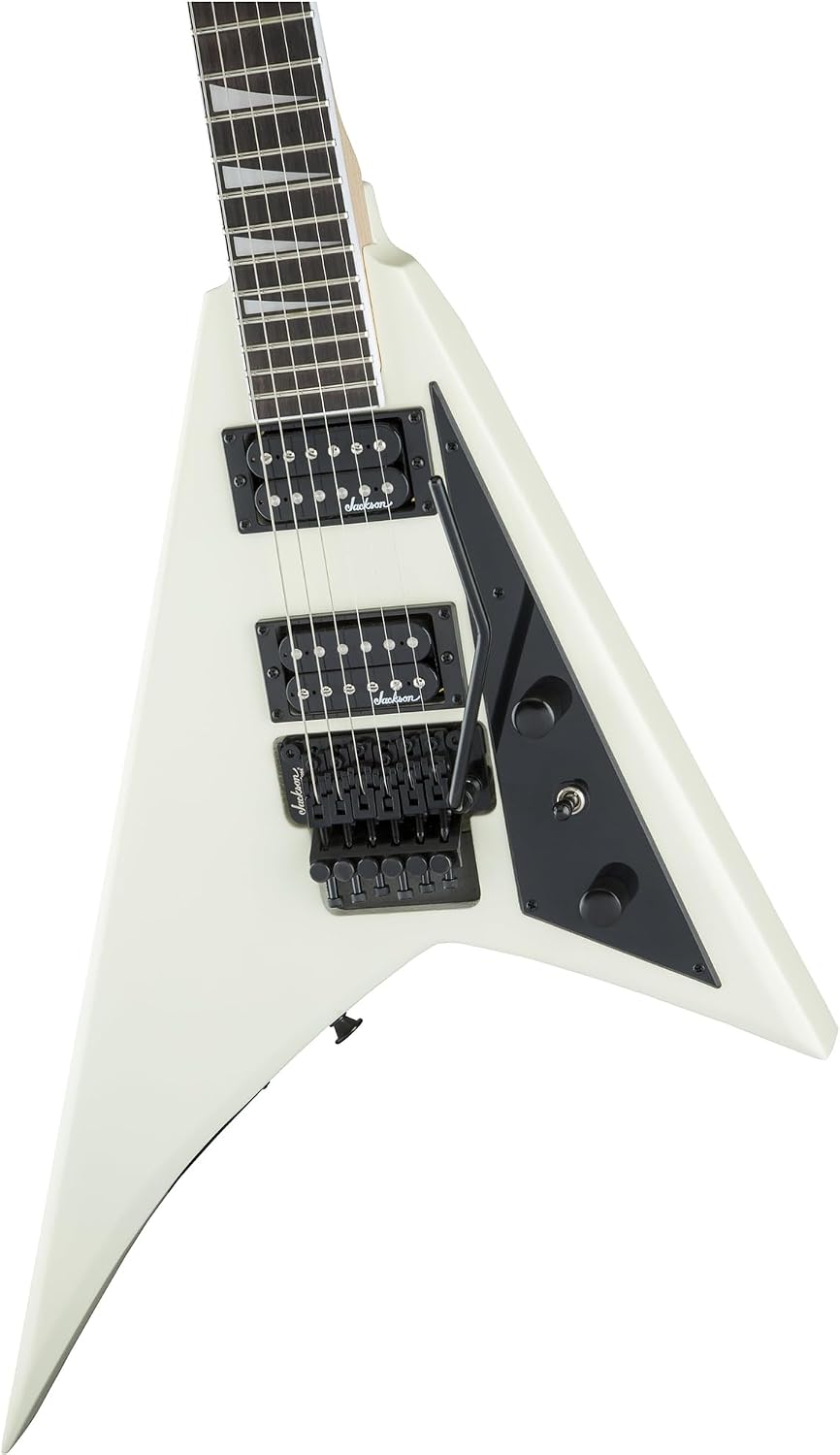 Jackson Rhoads JS32 Electric Guitar - Ivory Bundle with Cable, Tuner, Strap, Picks, and Austin Bazaar Guitar DVD