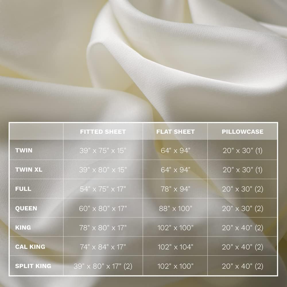 LUXOME Luxury Sheet Set | 100% Rayon (Viscose) from Bamboo | King Size - Ivory | Deep Pockets | 4-Piece Set (Fitted, Flat, 2 Pillowcases)