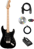 Fender Squier Sonic Stratocaster HSS - Black Bundle with Fender Mustang Micro Headphone Amplifier, Strap, Cable, Picks, and Austin Bazaar Instructional DVD