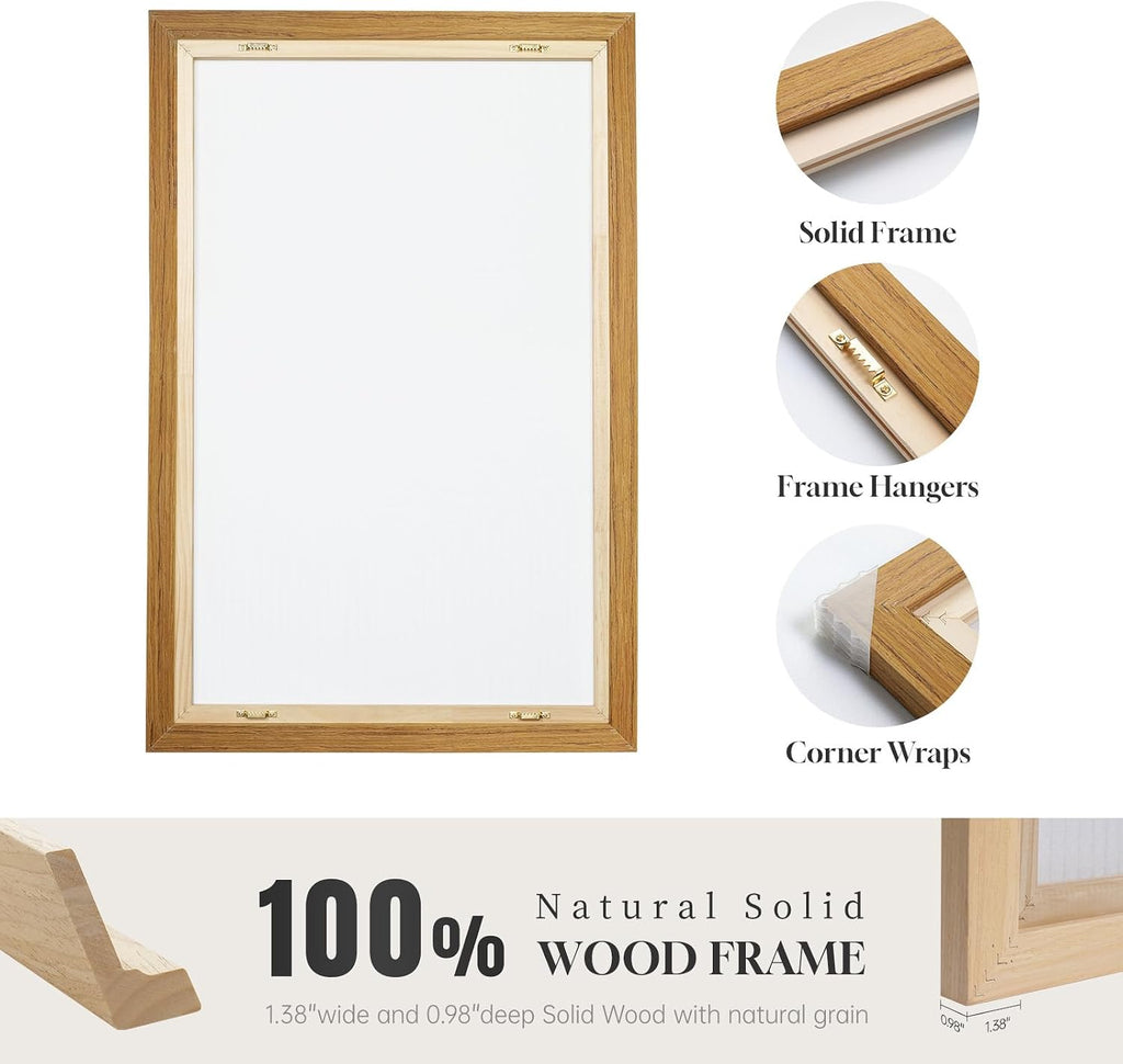 Large Framed Neutral Vintage Wall Art for Living Room, 3 Piece Retro Rustic Tree Ring Prints Canvas Artwork for Walls, Nature Paintings Pictures for Bedroom Hallway Home Office Wall Decor, 24x36 Inch