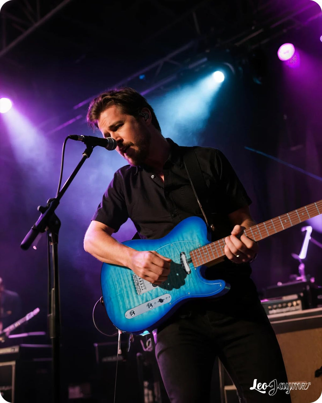 Leo Jaymz TL Electric Guitar - Ocean Maple Top, Mahogany Body, Maple Neck - Alnico V Pickups, Locking Tuners- Solid Choice for Beginners & Intermediate Players (Blue Ocean)