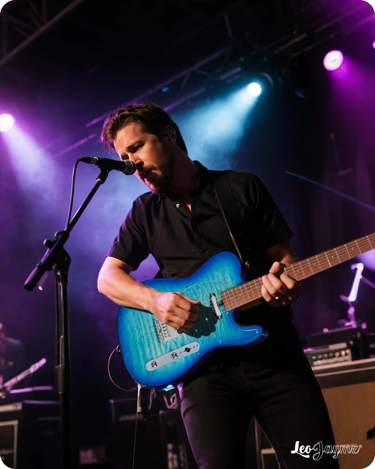 Leo Jaymz TL Electric Guitar - Ocean Maple Top, Mahogany Body, Maple Neck - Alnico V Pickups, Locking Tuners- Solid Choice for Beginners & Intermediate Players (Blue Ocean)