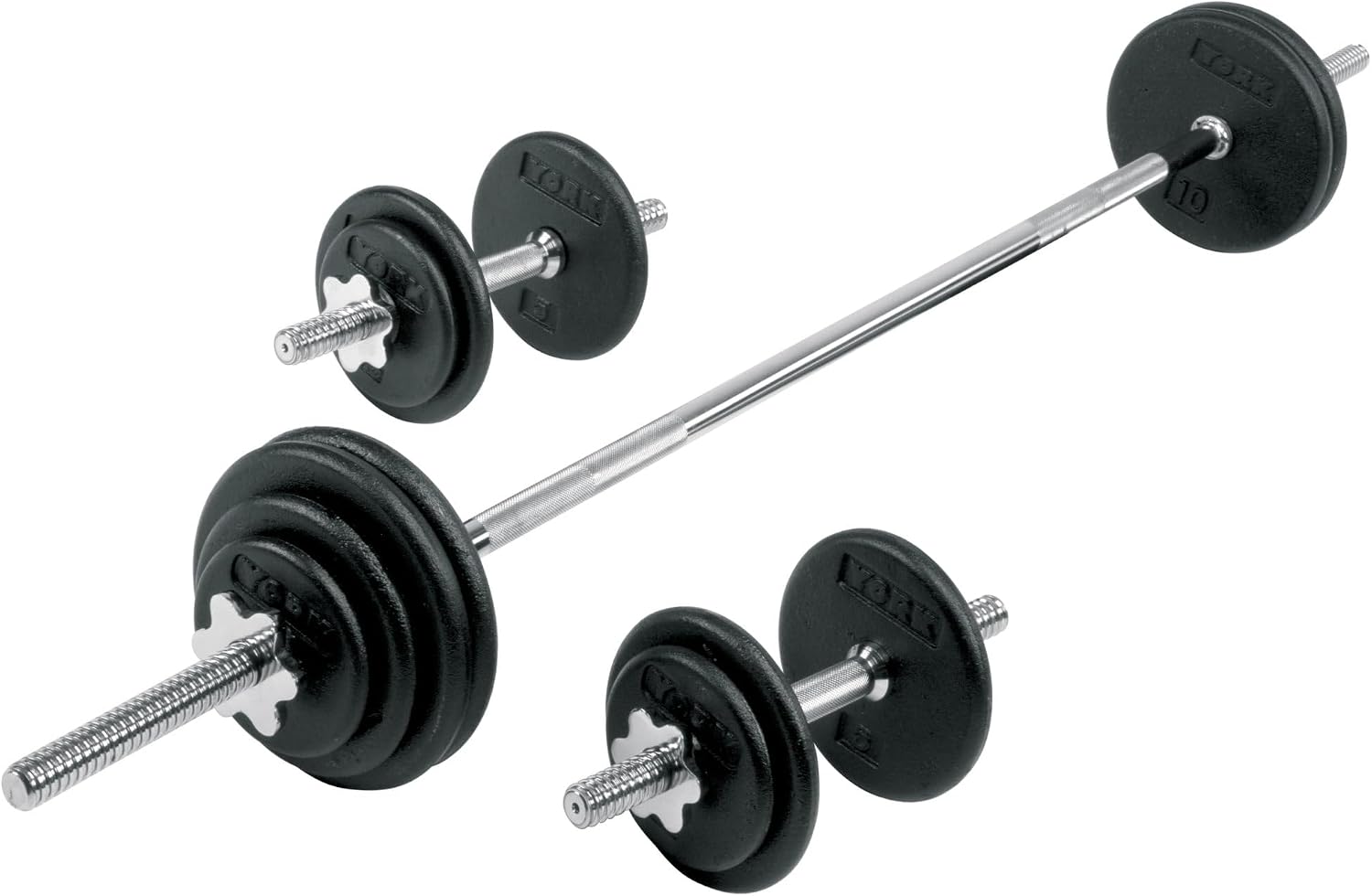 310lb Adjustable Pro Cast Iron Dumbbell & Includes 6' Barbell – 2 Dumbbell Handles, Plates (2.5lb 5lb 10lb 25lb 50lb) & 6 Spin Lock Collars for Weight Lifting Training Gym