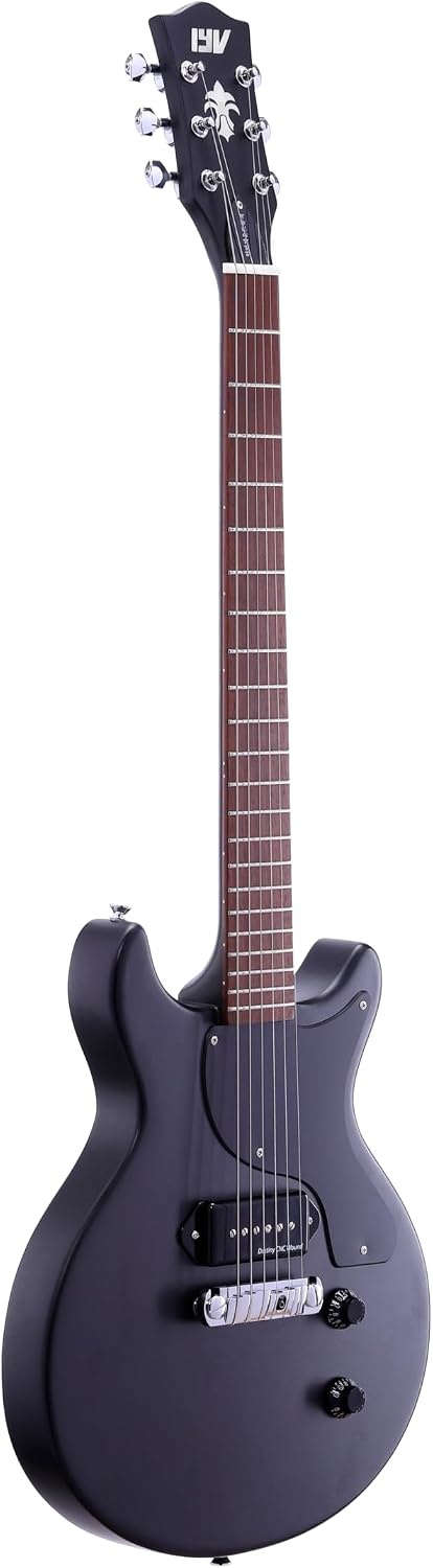 IYV ILJR-200 6 String Solid-Body Electric Guitar, Black