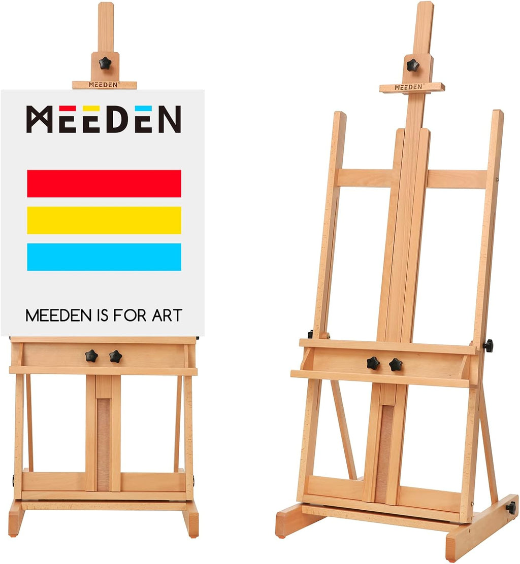 MEEDEN Large H-Frame Easel, Easel Stand for Paintings, Painting Easels, Easel Stand for Display, Solid Beechwood Wooden Easels for Painting Canvas, Holds Canvases Up to 78', Natural Color