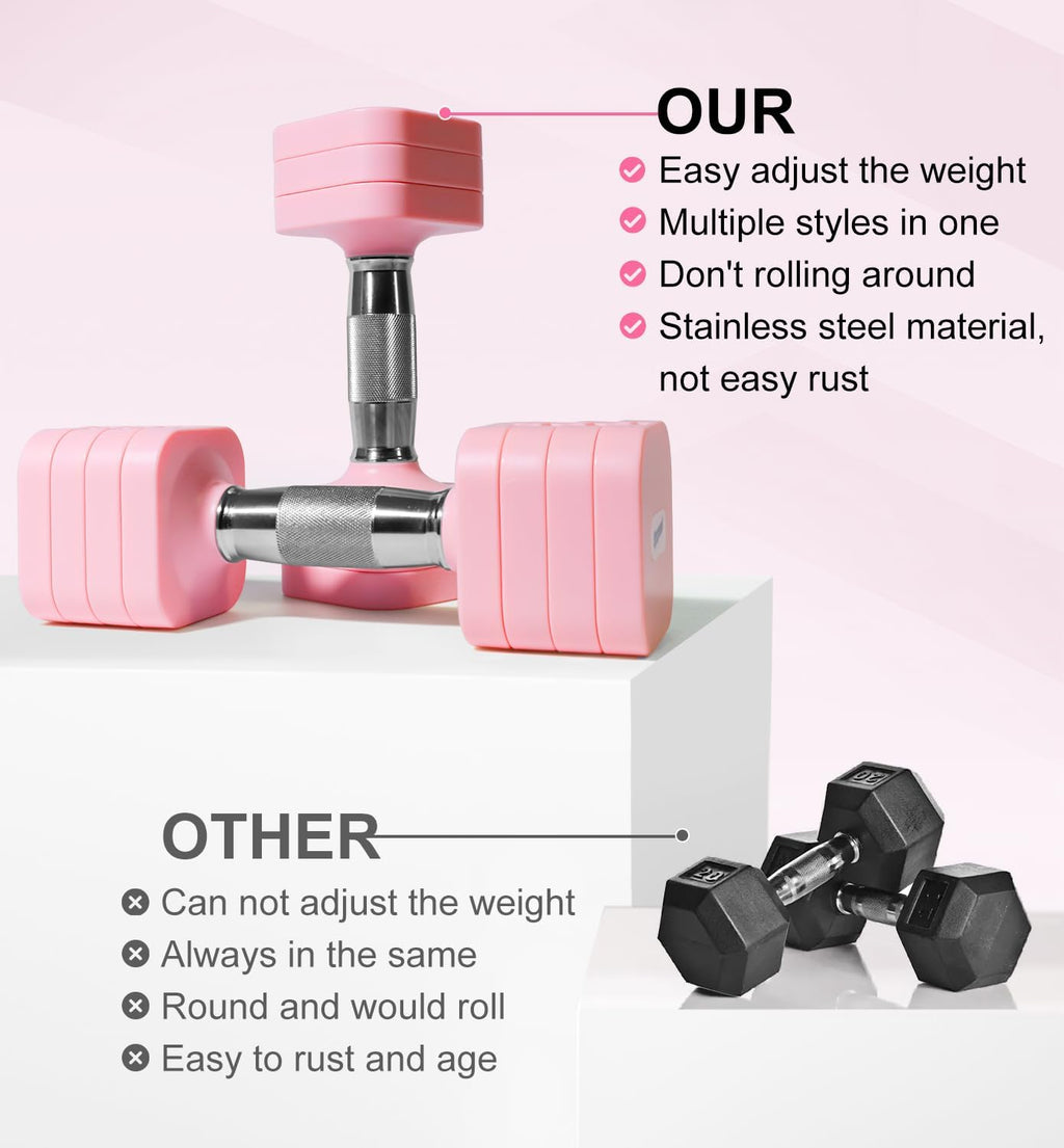 15LB 20LB 30LB 40LB 50LB Adjustable Dumbbell Set Free Weights Dumbbells Set for Women Men Hand Weights Sets Adjust Dumbbell Weight Sets for Home Gym Exercise Workout Strength Training Equipments